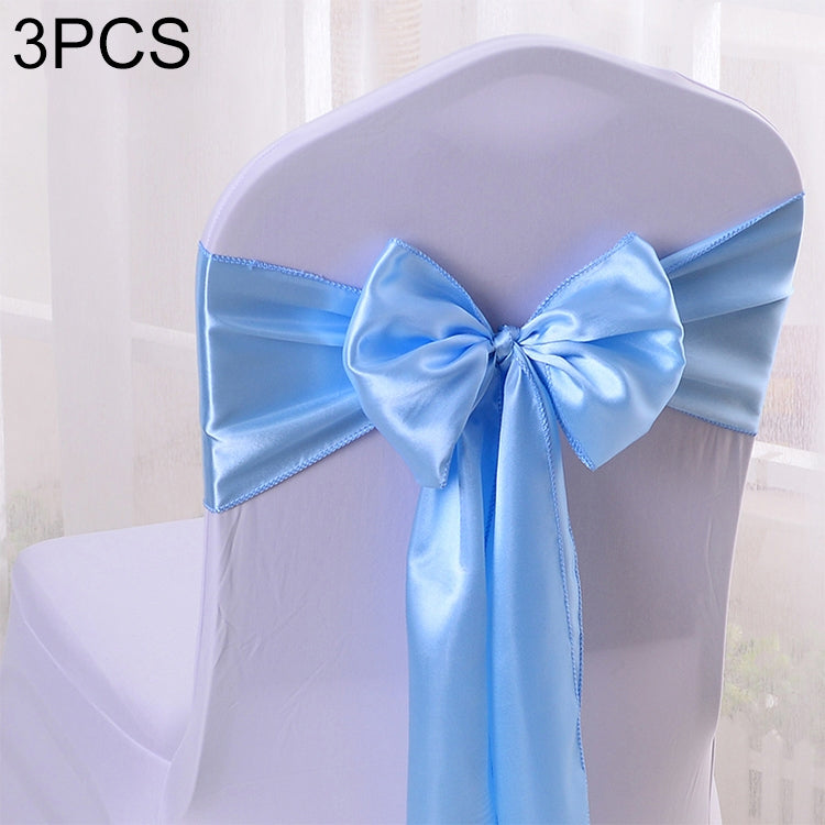 3 PCS Satin Fabric Chair Bows Wedding Chairs Knot Decoration