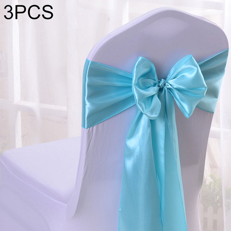 3 PCS Satin Fabric Chair Bows Wedding Chairs Knot Decoration