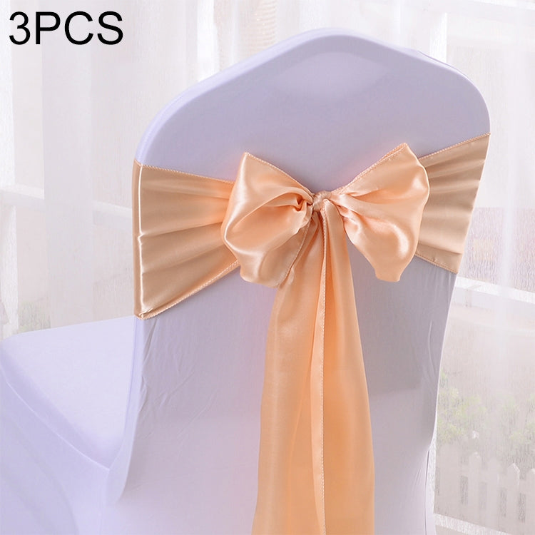 3 PCS Satin Fabric Chair Bows Wedding Chairs Knot Decoration