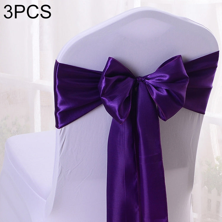 3 PCS Satin Fabric Chair Bows Wedding Chairs Knot Decoration