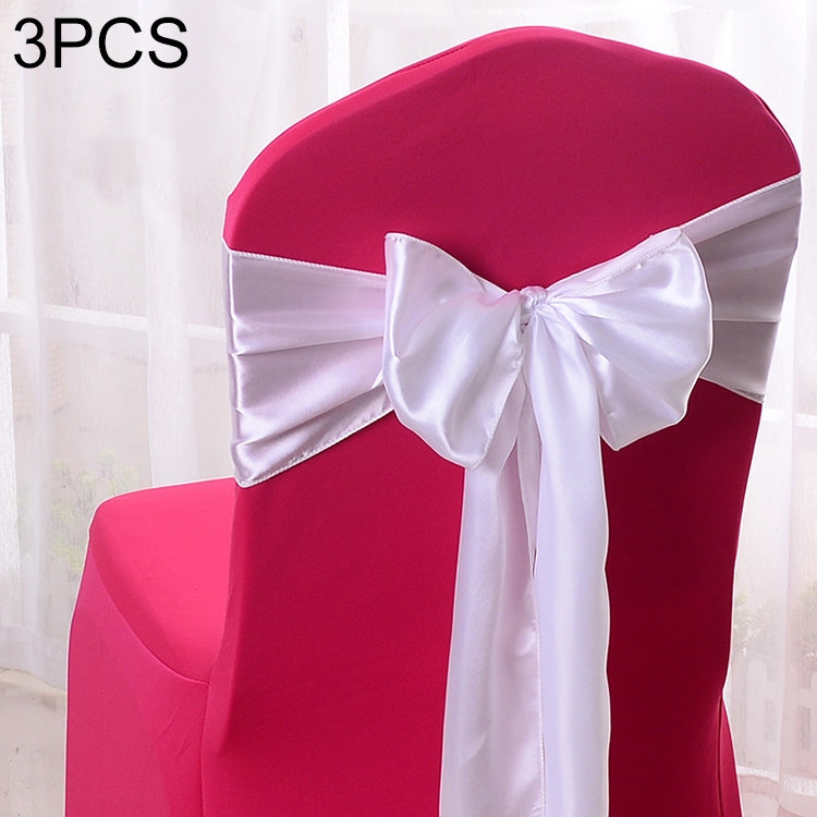 3 PCS Satin Fabric Chair Bows Wedding Chairs Knot Decoration