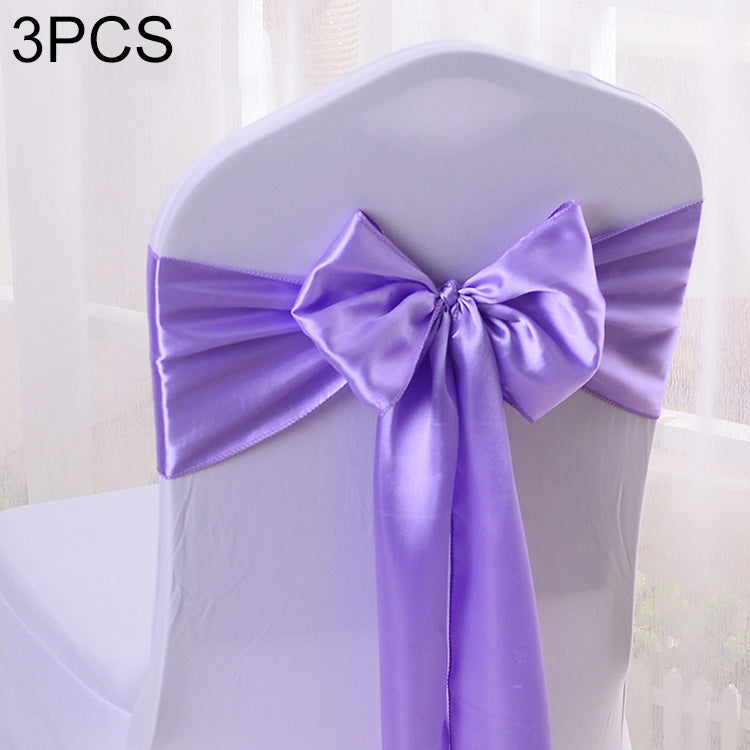 3 PCS Satin Fabric Chair Bows Wedding Chairs Knot Decoration