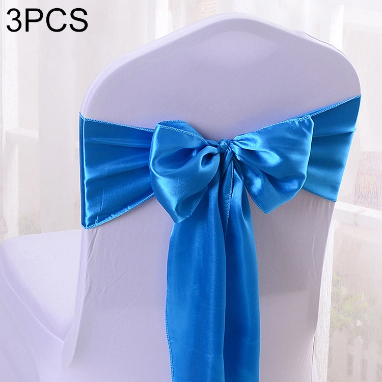 3 PCS Satin Fabric Chair Bows Wedding Chairs Knot Decoration
