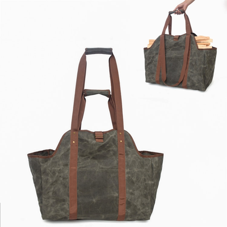 One Shoulder Portable Dual-use Waterproof Waxed Canvas Double Handle Wear-resistant Logging Bag