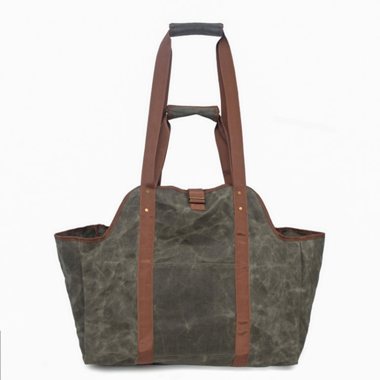 One Shoulder Portable Dual-use Waterproof Waxed Canvas Double Handle Wear-resistant Logging Bag