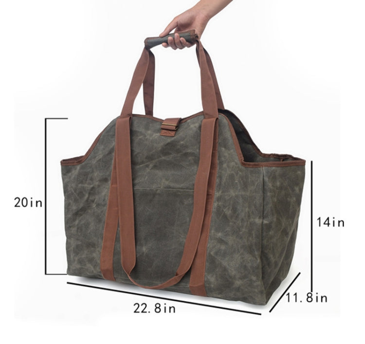 One Shoulder Portable Dual-use Waterproof Waxed Canvas Double Handle Wear-resistant Logging Bag