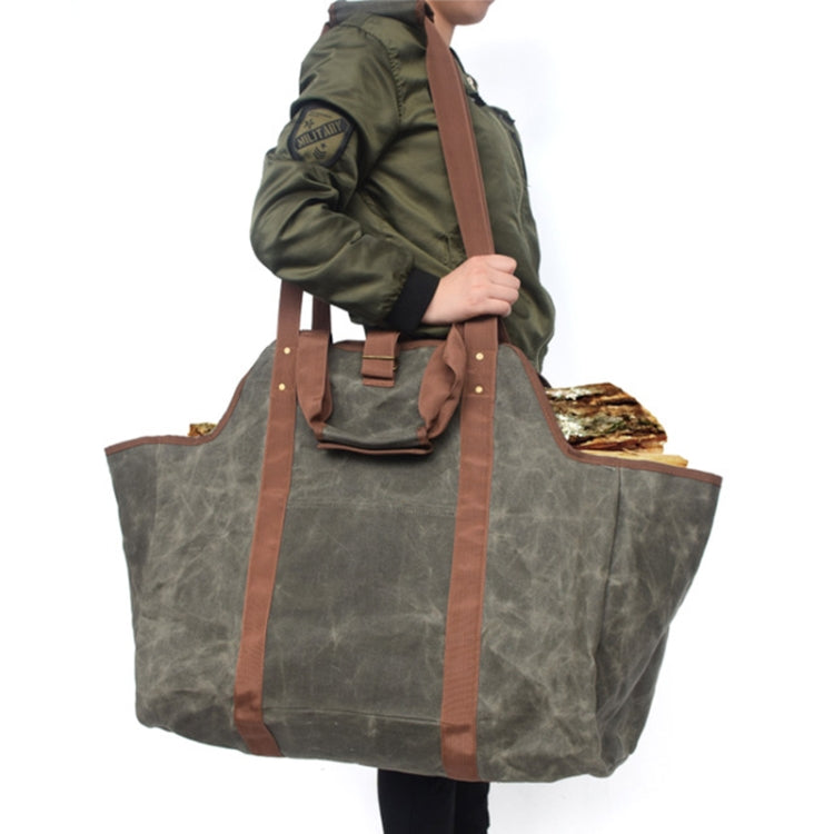One Shoulder Portable Dual-use Waterproof Waxed Canvas Double Handle Wear-resistant Logging Bag