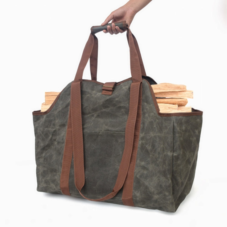 One Shoulder Portable Dual-use Waterproof Waxed Canvas Double Handle Wear-resistant Logging Bag