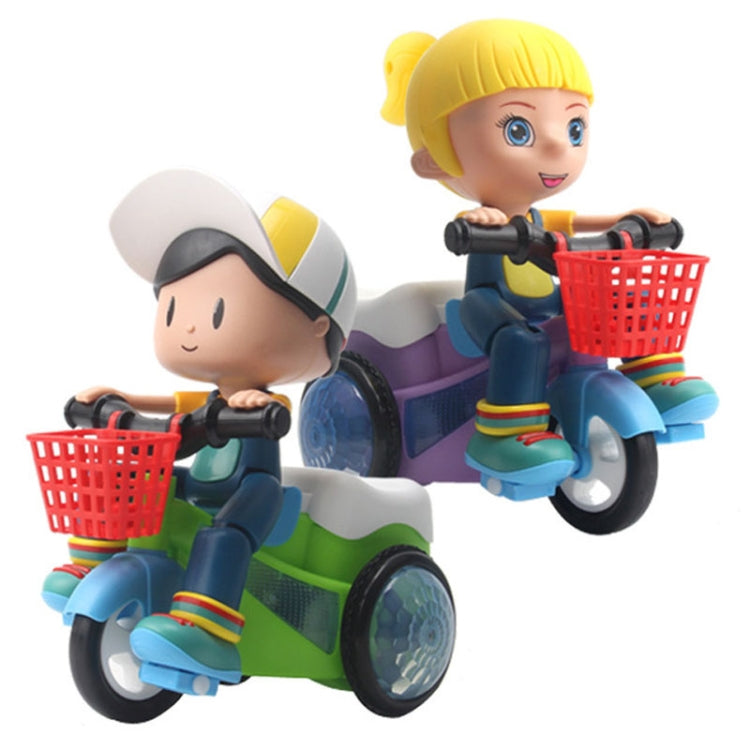Electric Universal Stunt Tricycle Rotating Cartoon Toy Car with Light Music, Random Color Delivery