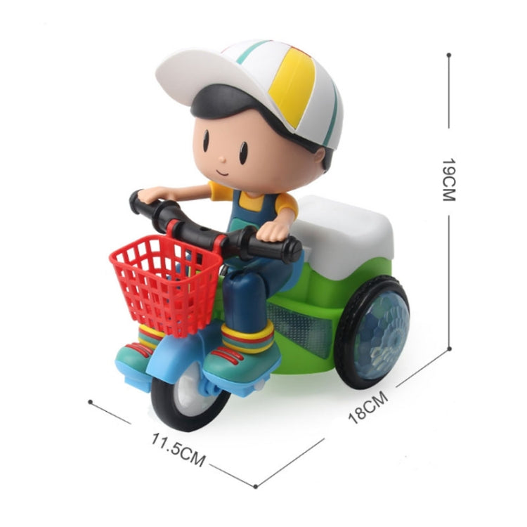 Electric Universal Stunt Tricycle Rotating Cartoon Toy Car with Light Music, Random Color Delivery