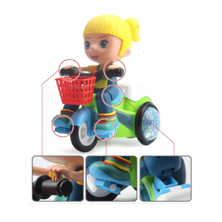 Electric Universal Stunt Tricycle Rotating Cartoon Toy Car with Light Music, Random Color Delivery