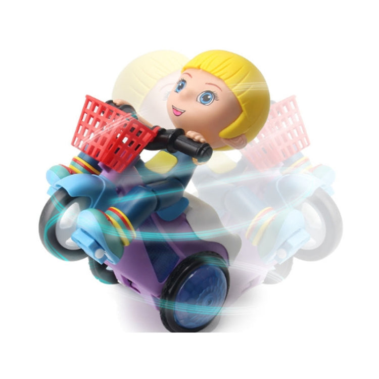 Electric Universal Stunt Tricycle Rotating Cartoon Toy Car with Light Music, Random Color Delivery
