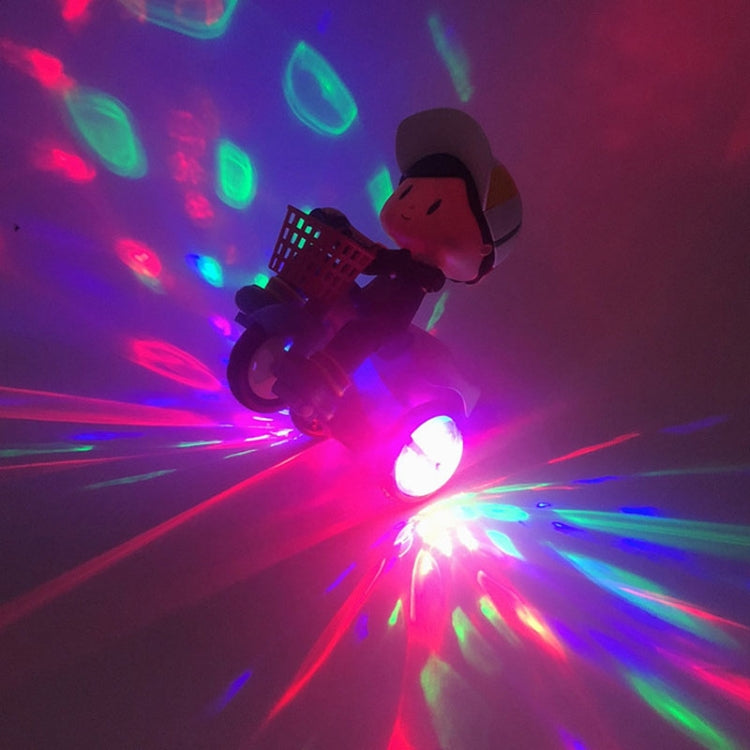 Electric Universal Stunt Tricycle Rotating Cartoon Toy Car with Light Music, Random Color Delivery