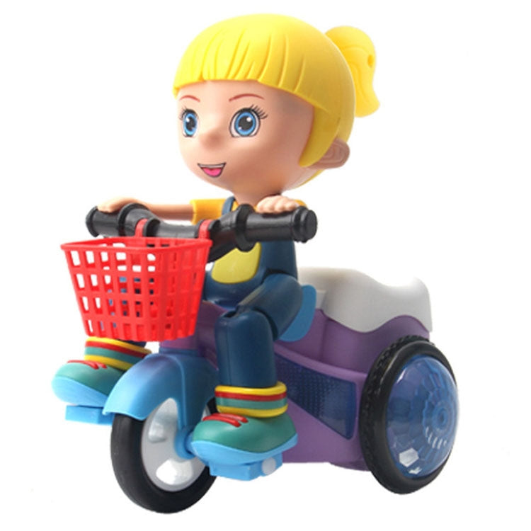 Electric Universal Stunt Tricycle Rotating Cartoon Toy Car with Light Music, Random Color Delivery