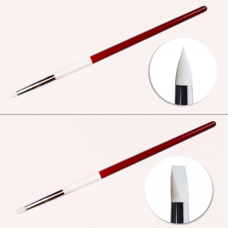 5 in 1 Red and White Rod Silicone Pen Wooden Engraving Pen Manicure Pen