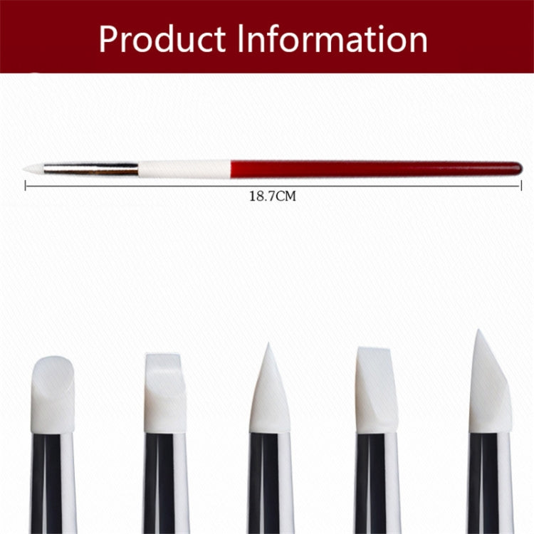 5 in 1 Red and White Rod Silicone Pen Wooden Engraving Pen Manicure Pen