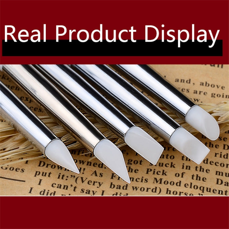 5 in 1 Red and White Rod Silicone Pen Wooden Engraving Pen Manicure Pen