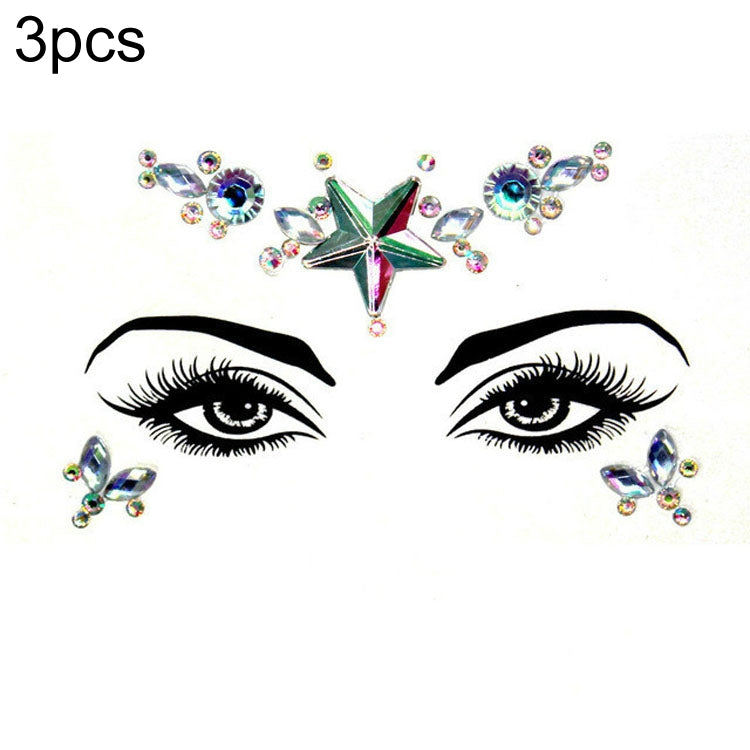 3 PCS  Forehead Green Masquerade Makeup Acrylic Face Sticker