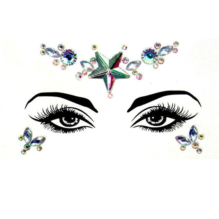 3 PCS  Forehead Green Masquerade Makeup Acrylic Face Sticker