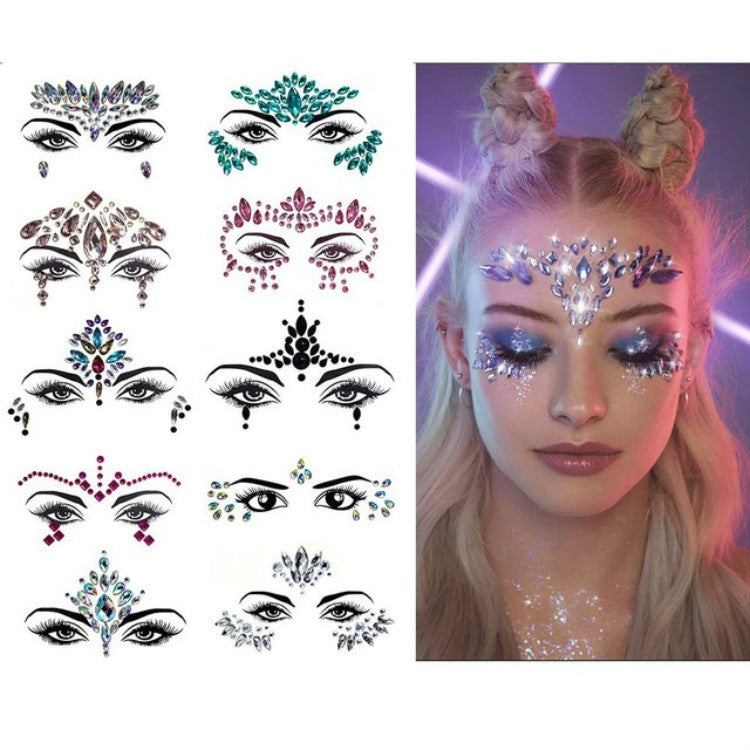3 PCS  Forehead Green Masquerade Makeup Acrylic Face Sticker