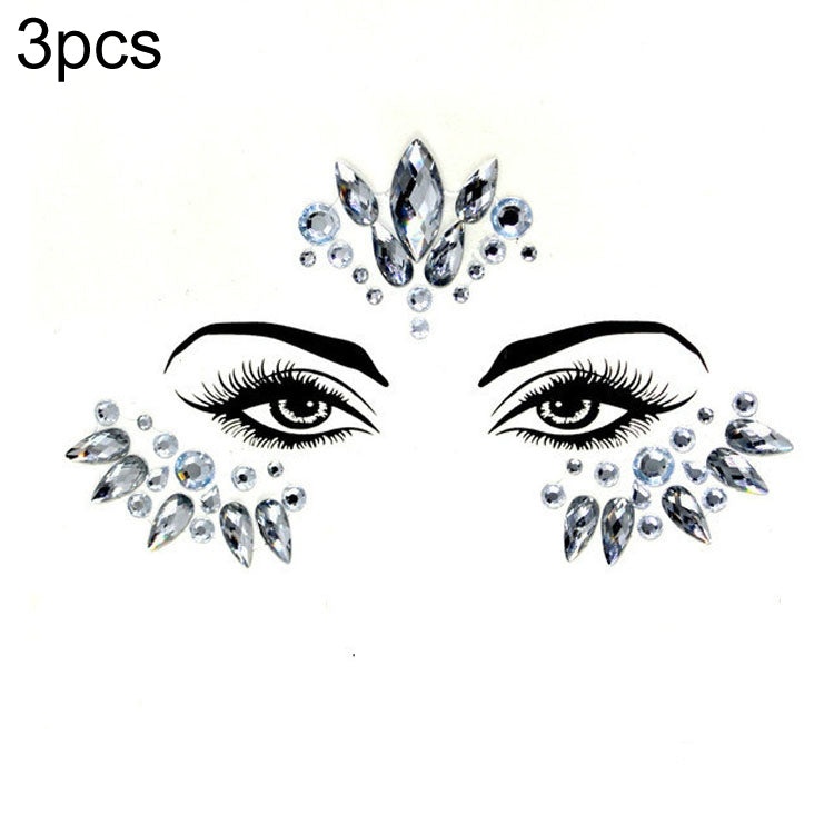 3 PCS  Forehead Green Masquerade Makeup Acrylic Face Sticker