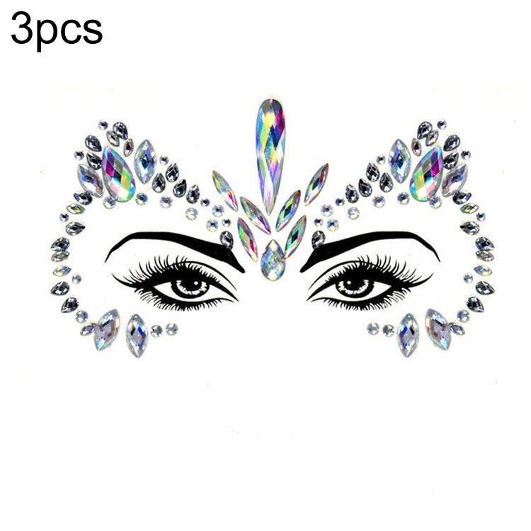 3 PCS  Forehead Green Masquerade Makeup Acrylic Face Sticker