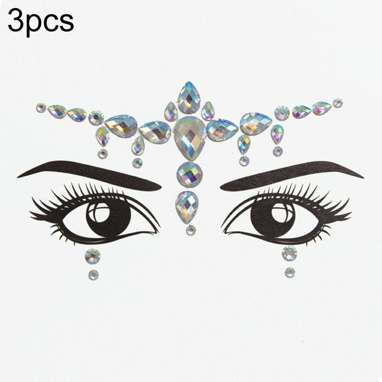 3 PCS  Forehead Green Masquerade Makeup Acrylic Face Sticker