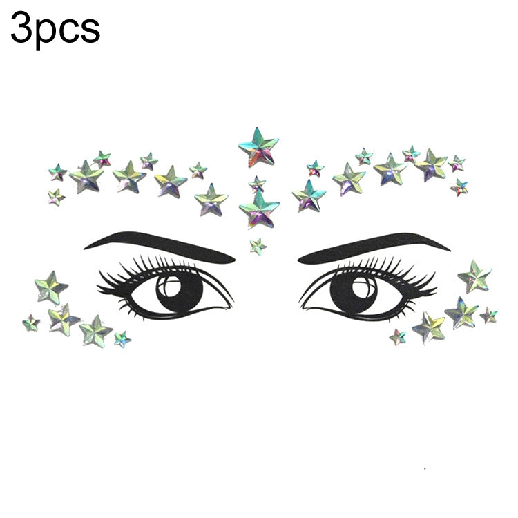 3 PCS  Forehead Green Masquerade Makeup Acrylic Face Sticker