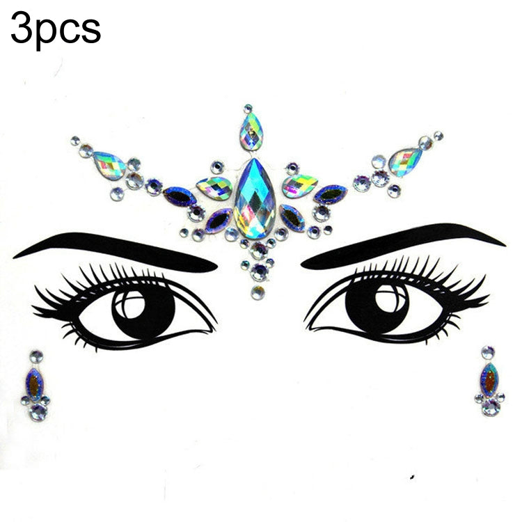 3 PCS  Forehead Green Masquerade Makeup Acrylic Face Sticker