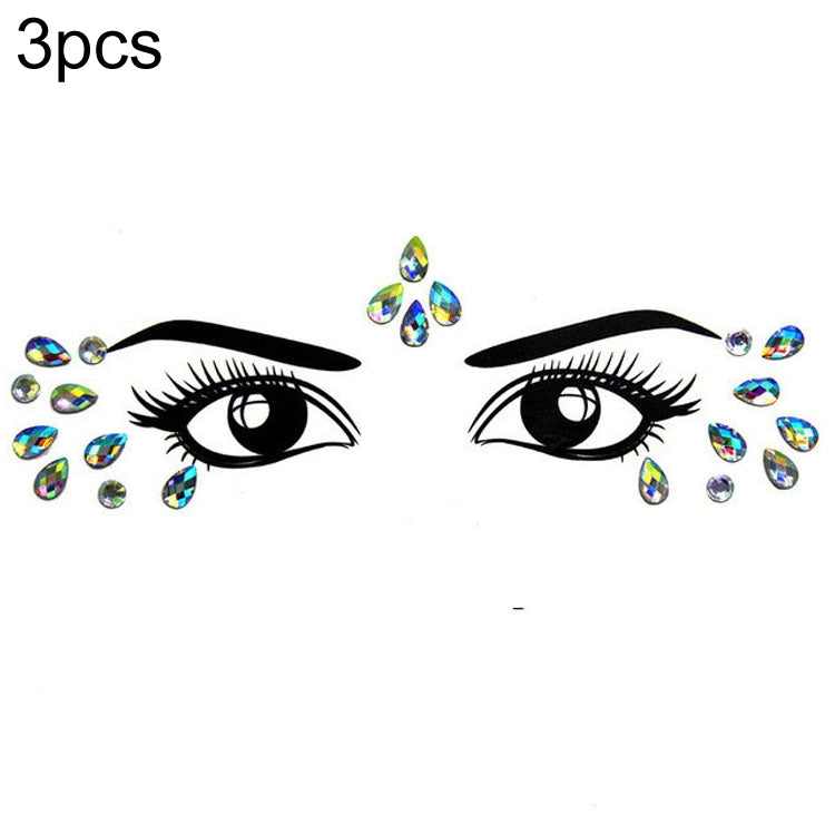 3 PCS  Forehead Green Masquerade Makeup Acrylic Face Sticker