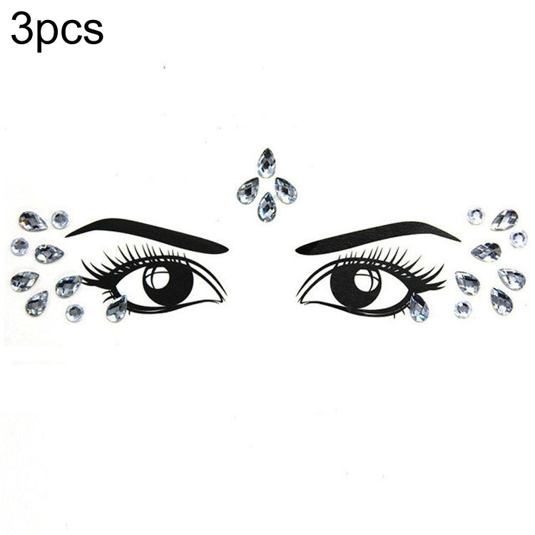 3 PCS  Forehead Green Masquerade Makeup Acrylic Face Sticker