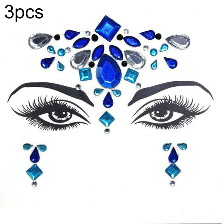 3 PCS  Forehead Green Masquerade Makeup Acrylic Face Sticker