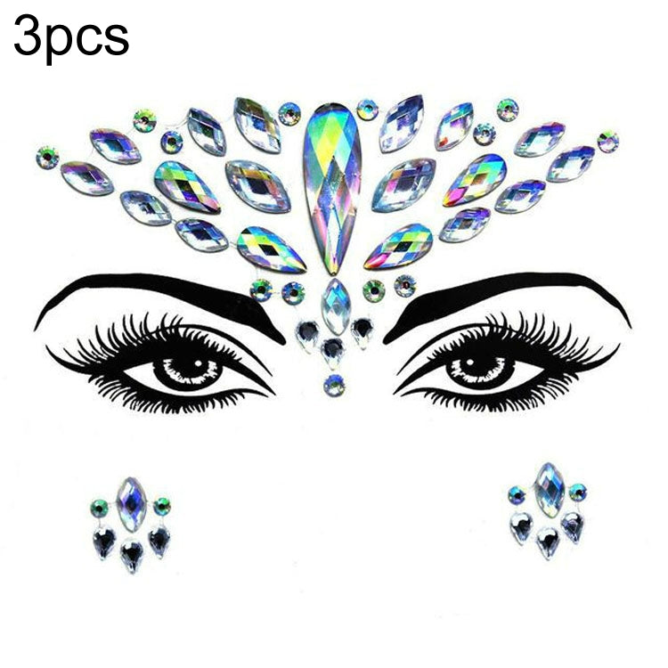 3 PCS  Forehead Green Masquerade Makeup Acrylic Face Sticker
