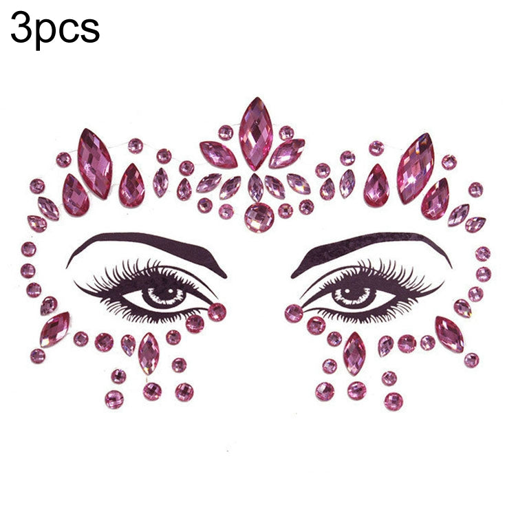 3 PCS  Forehead Green Masquerade Makeup Acrylic Face Sticker