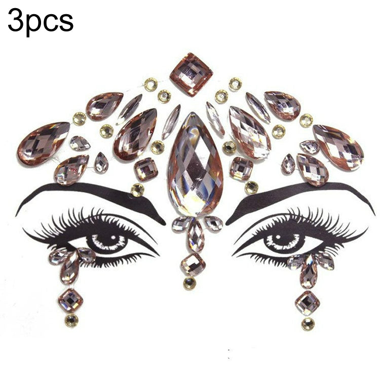 3 PCS  Forehead Green Masquerade Makeup Acrylic Face Sticker