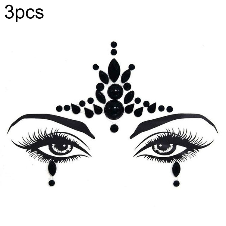 3 PCS  Forehead Green Masquerade Makeup Acrylic Face Sticker