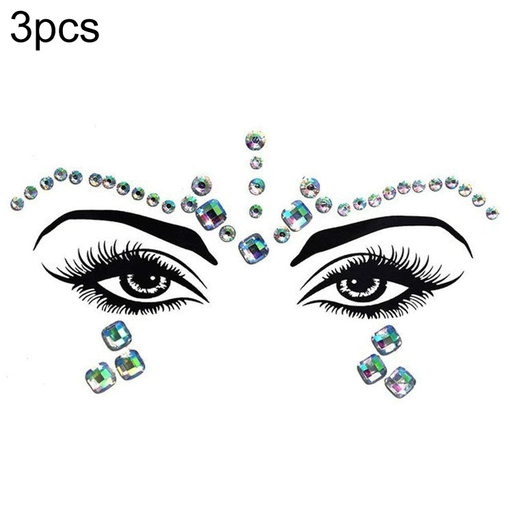 3 PCS  Forehead Green Masquerade Makeup Acrylic Face Sticker