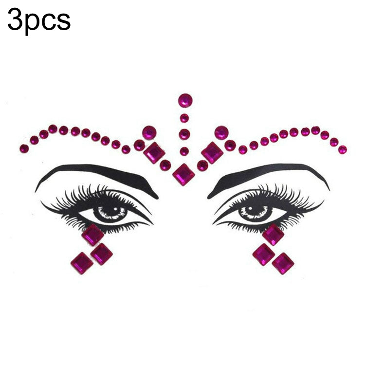 3 PCS  Forehead Green Masquerade Makeup Acrylic Face Sticker