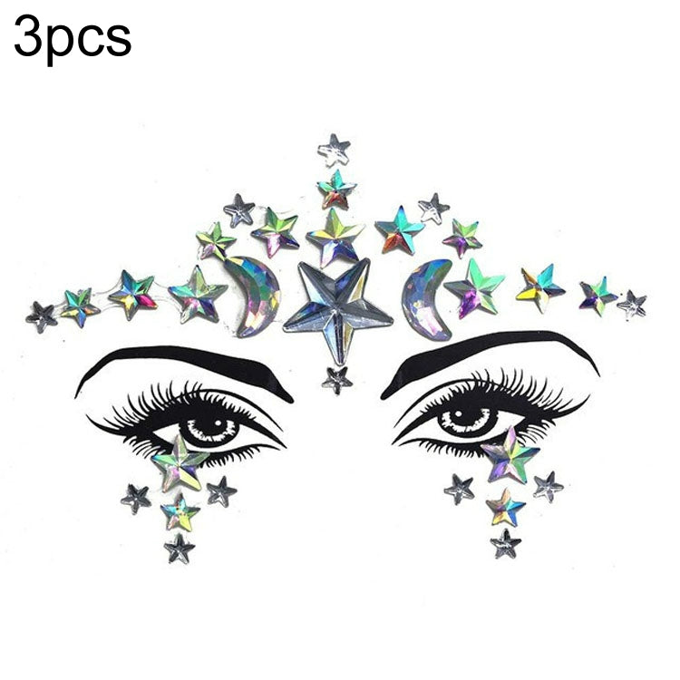 3 PCS  Forehead Green Masquerade Makeup Acrylic Face Sticker