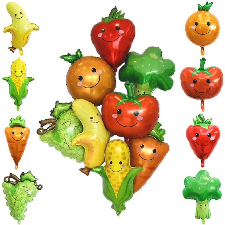 2 PCS Cartoon Vegetables and Fruits Aluminum Film Balloon Children Party Decoration Supplies Inflatable Toys