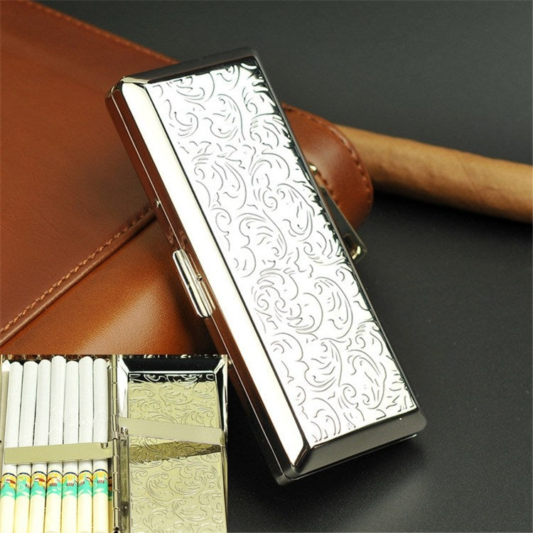 Fine Cigarette Case Double-sided 14 Sticks Portable Metal Extension Cigarette Case