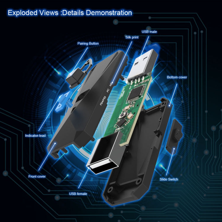 JYS-P4135 Wired + Wireless Bluetooth Gamepad Converter Adapter For PS4 / PS3 / Switch / PC