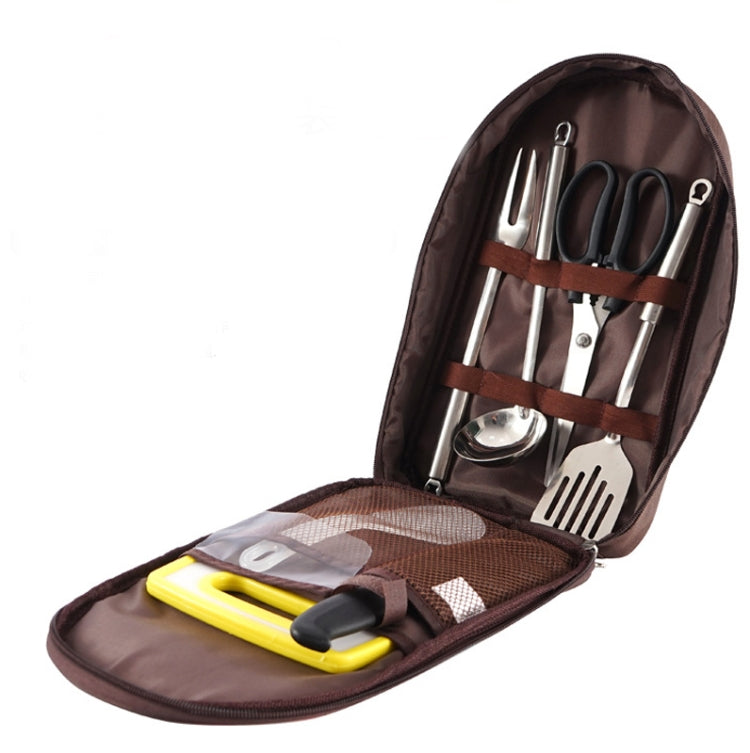 CLS 7-In-1 Outdoor 201 Stainless Steel Cookware Set Picnic Kitchenware Portable Handbag Picnic Bag