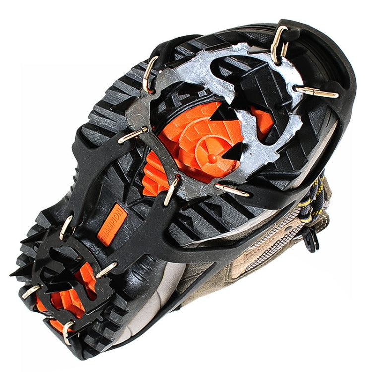 18 Teeth Silica Gel Steel Claw Ice Climbing on Foot Non-slip Mountaineering Foot Cover, One Pair