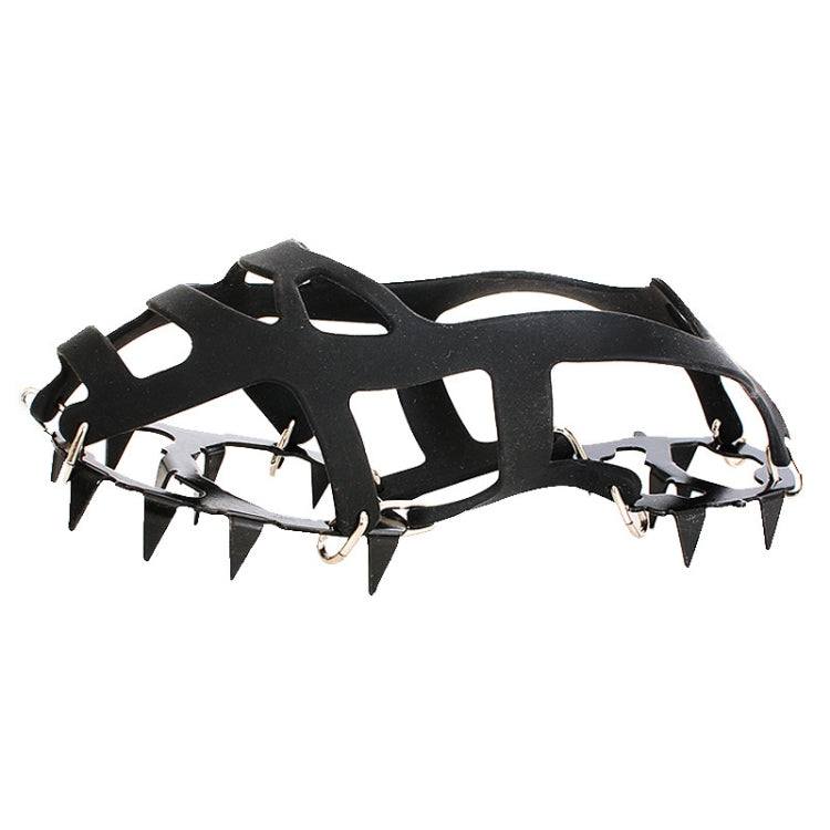 18 Teeth Silica Gel Steel Claw Ice Climbing on Foot Non-slip Mountaineering Foot Cover, One Pair