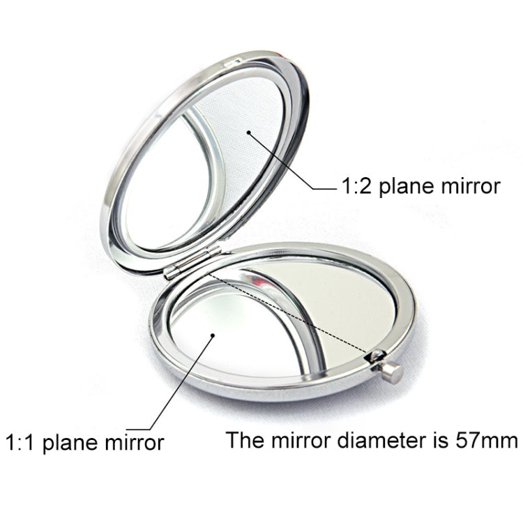 Diamond-encrusted Metal Double Side Folding Mini Portable Round Small Makeup Mirror