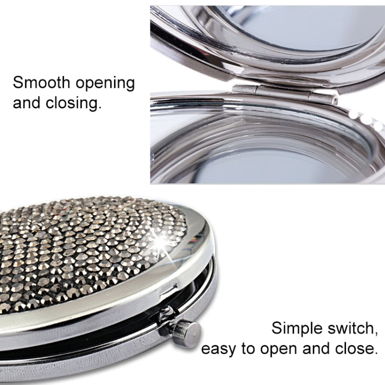 Diamond-encrusted Metal Double Side Folding Mini Portable Round Small Makeup Mirror