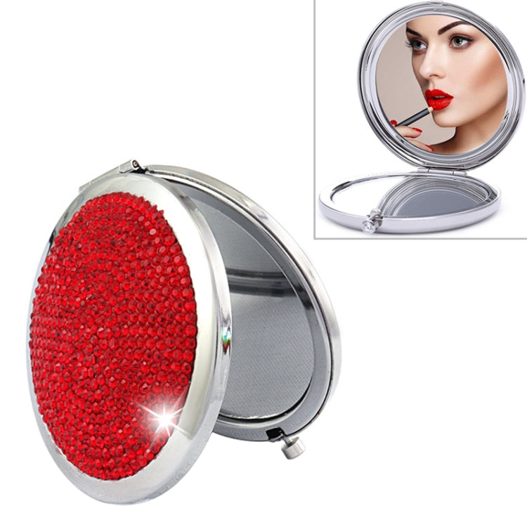 Diamond-encrusted Metal Double Side Folding Mini Portable Round Small Makeup Mirror