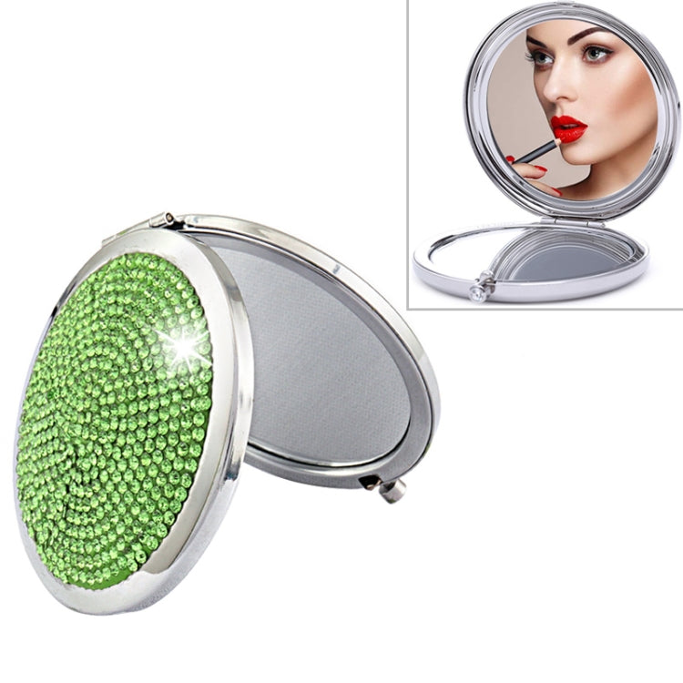Diamond-encrusted Metal Double Side Folding Mini Portable Round Small Makeup Mirror