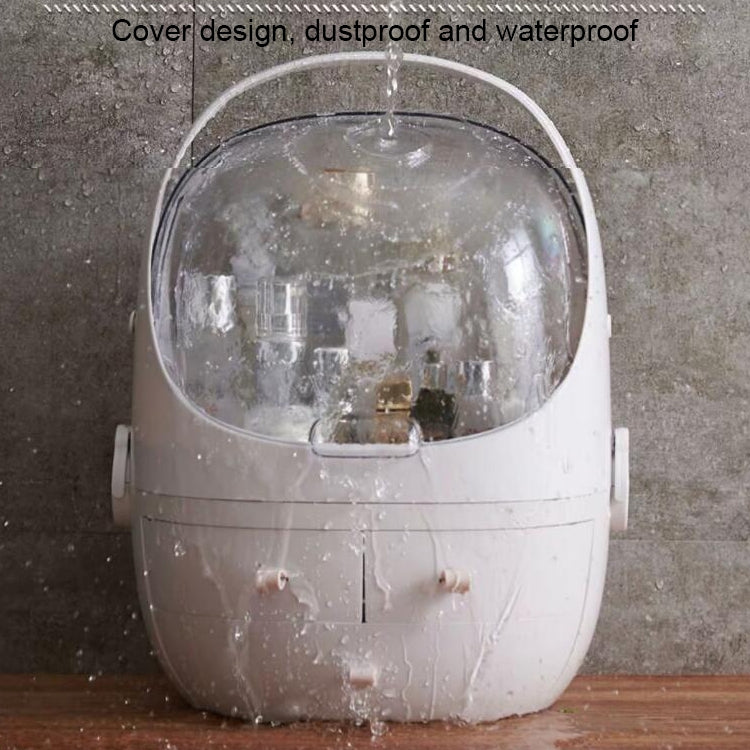 Portable Dust-proof Transparent Round Cosmetic Drawer Type Storage Box